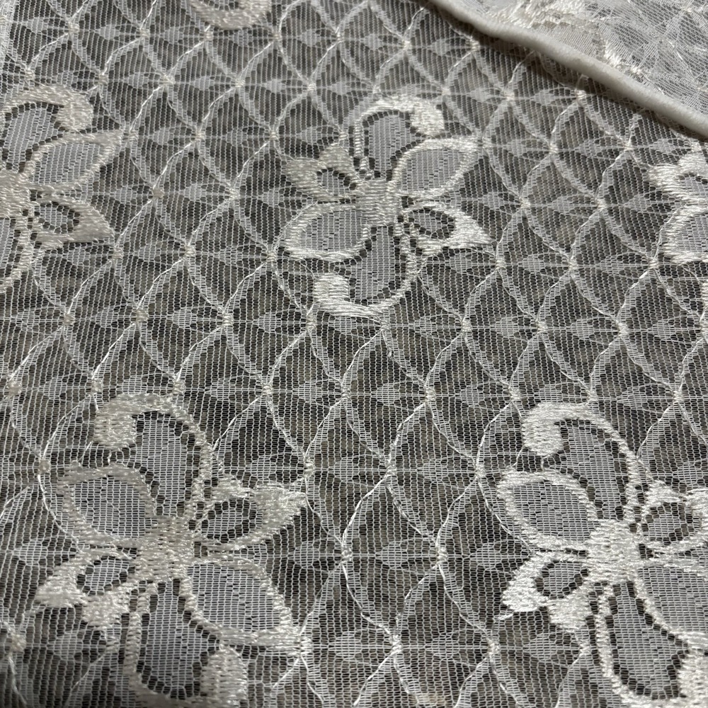 Vtg Table Runner Set Of 2 Lace Floral Rectangle Ivory Cream Retro Cottagecore - Picture 3 of 5